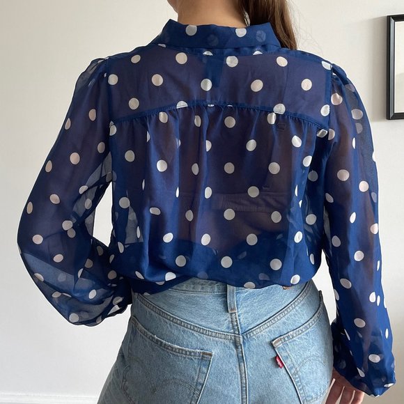 H&M polka dot blue blouse, size fits to US 2-6 - Picture 2 of 6